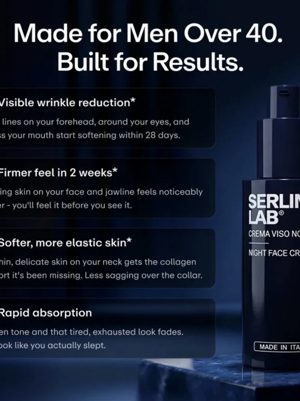 Serlino Lab Face Men’s Night Cream Moisturizer With Retinol Hyaluronic - New